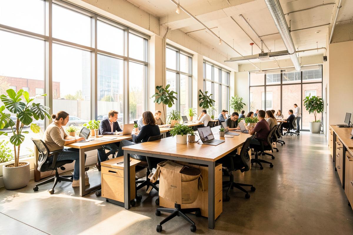 People working from a coworking space